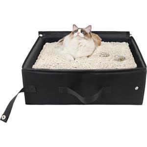 SLAKOZYT Lettiera pieghevole per gatti da viaggio con coperchio, vassoio di sabbia impermeabile in tessuto Oxford per gatti grandi, portatile per uso esterno