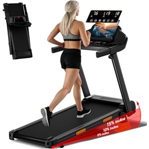 LONTEK Tapis Roulant Salvaspazio con Inclinazione 15%, Tapis Roulant Elettrico 12KM/H, Tapirulan Pieghevole da Casa con Motore da 3.0 HP e Display LED, Carico Massimo 136KG