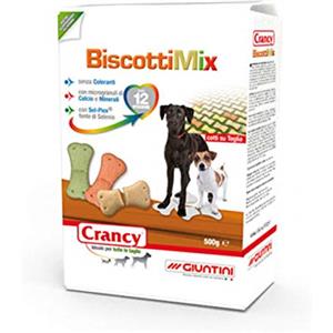 Giuntini Crancy Biscotti Mix per Cani - Snack Secco Croccante con 12 Vitamine - 500 gr