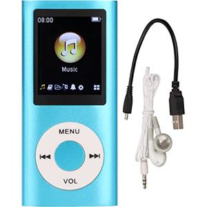 Tomvorks Lettore MP3 Portatile, qualità Senza Perdite, Supporta Fino a 64 GB di Memoria, 8 Ore di Riproduzione, Materiale in Lega di Alluminio, per Scheda di Memoria MYMAHDI (Blu)