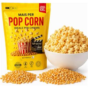 ALEJANDRO FUENTES Pop Corn Mais Butterfly 1800g XXL | Popcorn Premium per Macchina, Padella e Pentola | Senza OGM, Vegano - Formato Famiglia per Serate Cinema