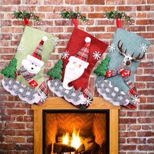 FUKPO Calze Natalizie da Appendere Set, Calza Befana Vuota Personalizzata Addobbi Natale Calza Natalizia Caramelle, Calze Befana da Riempire Vuote Personalizzate Camino Decorazioni Natalizie Casa