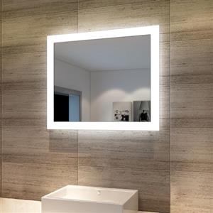 SONNI Specchio da Bagno Illuminato a LED, Specchio da Parete da Bagno Moderno, Bianco Freddo Impermeabile IP44 a Risparmio Energetico (60 x 50cm)