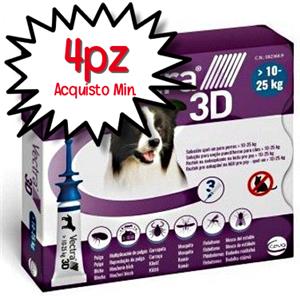 Ceva Vectra 3D Antiparassitario Spot-On per Cani 10-25 kg - 3 Pipette per Pulci, Zecche e Zanzare