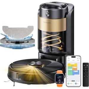 Proscenic Q20Plus Robot Aspirapolvere Lavapavimenti con Mappatura 10000Pa 200 Minuti Autonomia Contenitore Trasparente Senza Sacco per Pavimenti e Tappeti