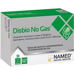 NAMED Disbio No Gas - Integratore per l'Eliminazione dei Gas Intestinali con Tabebuia, Ippocastano, Genziana, Anice Verde, Timo e Moringa - 30 Compresse