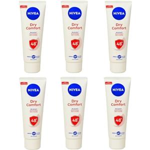 NIVEA Crema deodorante Dry Comfort in confezione da 6 (6 x 75 ml), antitraspirante per ogni situazione quotidiana, deodorante con protezione 48 ore