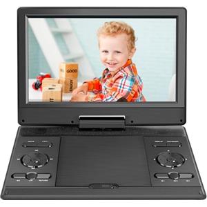 YOOHOO Lettore DVD portatile da 14,9 con schermo HD da 12,1, batteria ricaricabile, supporto per trasmissione USB/SD/AV, schermo Sync TV/proiettore, nero, YOOHOO