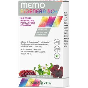 Erba Vita Memo Rigenera 50 - Integratore per la Memoria con Bacopa e Zinco, 45 Capsule