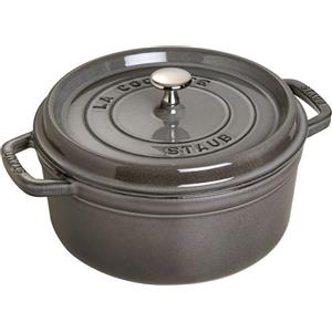 STAUB - Cocotte con coperchio - 26 cm di diametro - 5,25 L - rotonda - grigio grafite