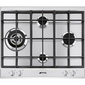 SMEG Deutschland GmbH Smeg P261XGH Piano Cottura Gas Acciaio Inossidabile Da Incasso 4 Fornelli