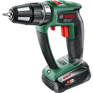 Bosch PSB 18LI-2 Trapano a percussione ergonomico Bosch PSB 18LI-2, ioni di litio, 2 livelli di potenza