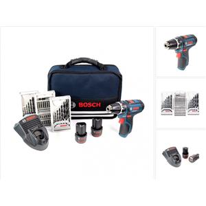 Bosch Trapano avvitatore a batteria Bosch GSR 10.8-2-Li Professional con 2 batterie da 2,0 Ah, caricabatterie e 39 accessori in borsa