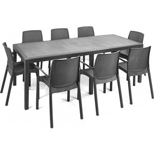 IPAE PROGARDEN Prince Tavolo in resina rattan color antracite 220x90 cm.