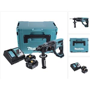 Makita DHR 202 RFJ - Martello perforatore combinato 18V SDS Plus con 2 batterie da 3 Ah e caricatore in valigetta Makpac