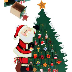 Spielwerk® Calendario dell' Avvento Riutilizzabile in Legno Babbo Natale Decorazione Natalizia da Riempire