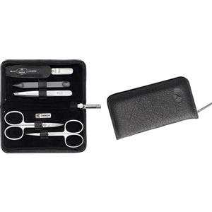 ZWILLING Set Manicure Premium 5 Pezzi con Custodia in Pelle di Yak Nera e Forbici per Unghie e Cuticole