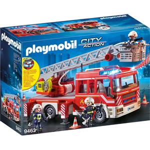 Playmobil 9463 - Autoscala dei Vigili del Fuoco con luci e suoni, scala estensibile e cabina per 4 personaggi