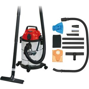 Einhell TC-VC 1820 SA - Aspirapolvere bidone in acciaio inox, 20L, 1250W, funzioni di aspirazione e soffiatura