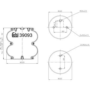 FEBI BILSTEIN 39093 Soffietto Sospensione Pneumatica Posteriore - Diametro 215mm, Spessore 216mm, Compatibile con SCANIA P e R I