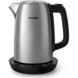 Philips Bollitore Philips Avance Collection, 1,7 L, controllo della temperatura, coperchio incernierato + indicatore luminoso, metallo (HD9359/90)