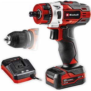 Einhell Trapano Avvitatore a Batteria TE-Cd 12/1 X-Li con Batteria 2,0 Ah e Caricabatterie, Cambio a 2 Velocità e Mandrino Smontabile
