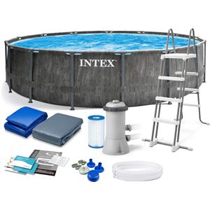 Intex 26742 Piscina fuori terra rotonda Prism Frame Greywood 457x122 cm