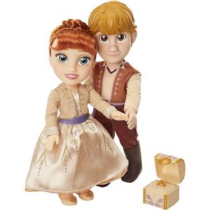JAKKS PACIFIC Frozen 2 Set Coppia Bambole Anna e Kristoff con Anello di Fidanzamento - 35 cm