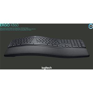 Logitech ERGO K860 - Tastatur - kabellos - 2,4 GHz, Bluetooth 5,0 - Deutsch (920-009167)