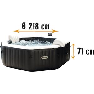 INTEX Idromassaggio gonfiabile Intex Pure Spa Octagon Bubble Jet 128462 con sistema integrato di protezione dal calcare e dall'acqua salata, 6 ugelli ad alte prestazioni, telo termico di protezione del pavimento, copertura termica, 2 cuscini gonfiabili …