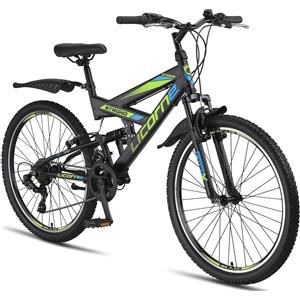 Licorne Bike GmbH Licorne Bike Strong V Premium mountain bike,Colore:Nero/Blu/Lime;Pollici:26