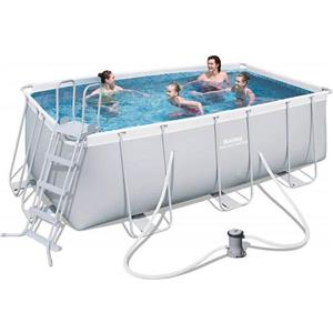 Bestway Piscina rettangolare grigio chiaro con struttura in acciaio 412x201x122 cm Power Steel Frame 56456
