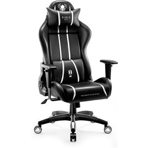 Diablo X-One 2.0 - Sedia Gaming Ergonomica in Pelle Nero-Bianco con Braccioli Regolabili e Supporto Lombare