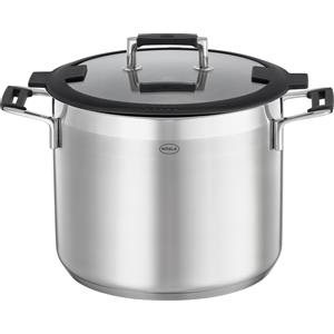 Rösle Silence Pro - Pentola universale in acciaio INOX 24 cm con coperchio in vetro, scala interna e adatta per induzione