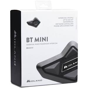 Midland BT Mini Twin C1410 - Interfono universale moto a moto Bluetooth, confezione singola, Auricolari Casco HD by RCF, Portata 500 m, 4 persone, autonomia 8 ore, Impermeabile IPX6
