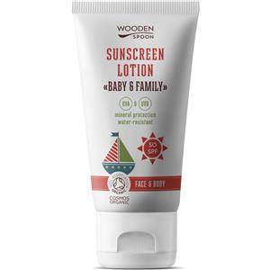 Wooden Spoon Crema Solare Biologica SPF 50 per Bambini e Famiglia - 150 ml, 100% Naturale, Zinco Invisibile, Ipoallergenica, Vegan, Resistente all'Acqua