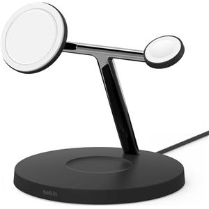 Belkin BOOST CHARGE PRO MagSafe 3-in-1 - Caricatore wireless + adattatore di alimentazione CA - 15 Watt - Carica rapida - Nero