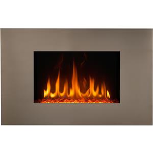 CHEMIN'ARTE - Caminetto elettrico da parete Pure Inox 90 cm con effetto fiamme LED, riscaldamento programmabile, telecomando