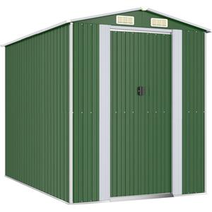 vidaXL Casetta da Giardino Verde in Acciaio Zincato 192x274x223 cm - Ripostiglio per Attrezzi e Accessori