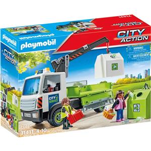 Playmobil City Action Camion Trasporto Contenitore Rifiuti con Gru e Bottiglie - 71431