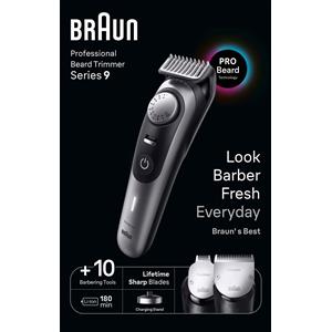 Braun BeardTrimmer BT9420 - Lavabile - Batteria ricaricabile - Nero - Grigio