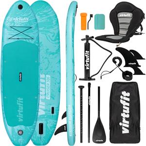 Virtufit VirtuFit Supboard Cruiser 305 - Blu - Stand Up Paddle Board - Supboard gonfiabile - Per principianti e avanzati - Con sedile da kayak, accessori e borsa per il trasporto - Superficie antiscivolo - Pagaia regolabile - Max. 180 kg