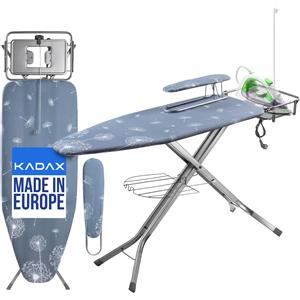 KADAX Asse da Stiro Pieghevole 130x48cm con Manico in Ferro, Altezza Regolabile e Presa Elettrica
