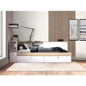 Youdoit Letto per bambini LIFE 90 x 190/200 - contenitore - rovere e bianco