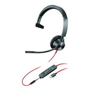 POLY Blackwire 3315-M - Headset Mono Cablato Certificato Microsoft Teams con USB-C e 3.5mm, 102 g, Nero