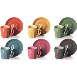 Excelsa set di 6 tazze da espresso con piattini Abbraccio in ceramica 10 cl colorati