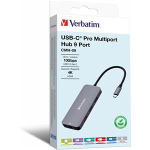 Verbatim 32152 Hub multiporta USB-C Pro 9 porte CMH-09 di Verbatim