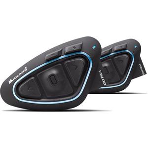 Midland BTX2 Pro S Twin C1414.05, Interfono Moto Bluetooth Doppio, Auricolari Casco Impermeabili IPX6, Cancellazione del Rumore, Fino a 8 Persone, Batteria 23h, Portata 800 m