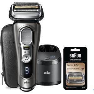 Braun Series 9 Pro 9465cc, Raschietto, Nero, Argento, Batteria ricaricabile, Ioni di litio (Li-Ion), 60 minuti, 5 minuti
