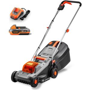 Fuxtec Tagliaerba a Batteria 20V FX-E1RM20ECO - Leggero, Silenzioso, Perfetto per Piccoli Giardini fino a 400 m² - sacco di raccolta da 30L